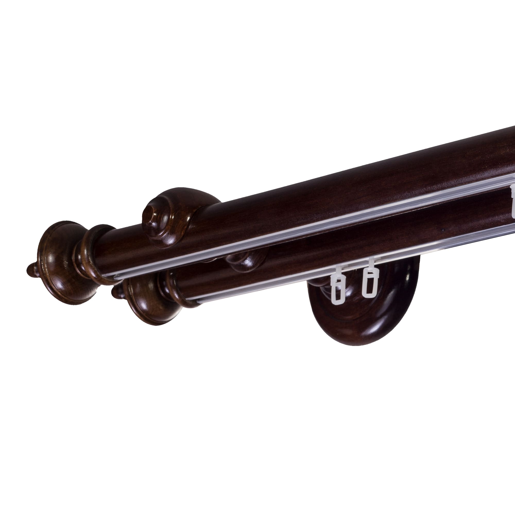 STELLA DOUBLE 35 MM WOODEN CURTAIN ROD WITH ALUMINUM TRACK