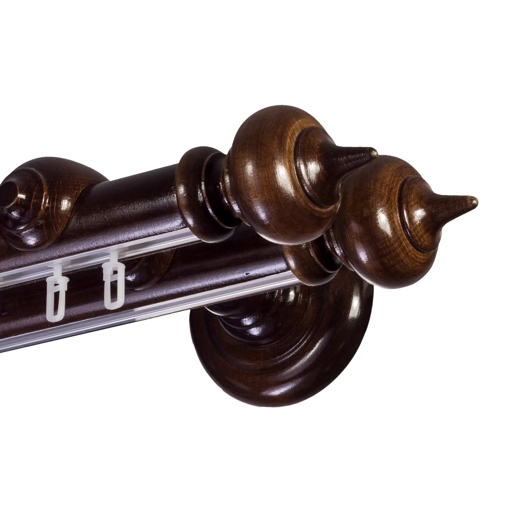 STELLA DOUBLE 35 MM WOODEN CURTAIN ROD WITH ALUMINUM TRACK