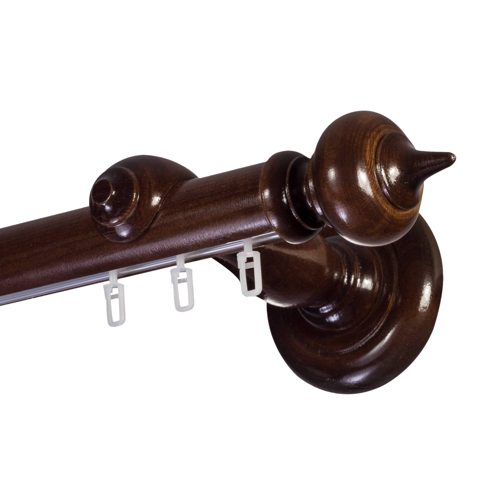 Stella Single 35 mm Wooden Curtain Rod with Aluminum Track