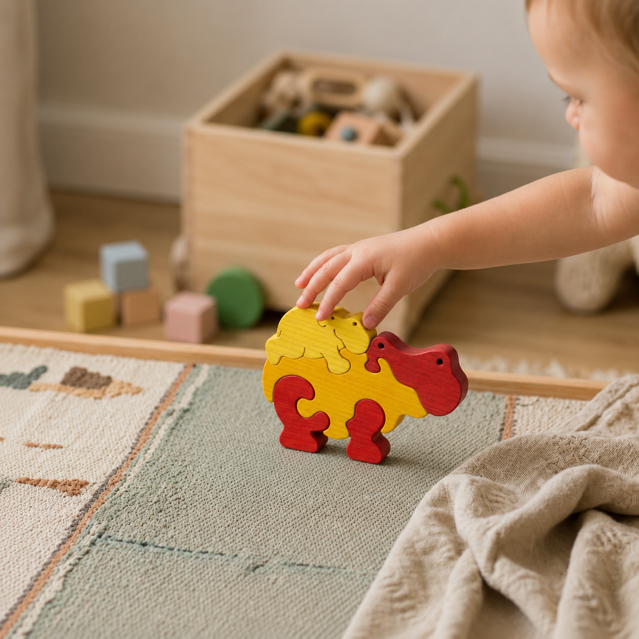 Mother & Baby Hippo Wooden Puzzle