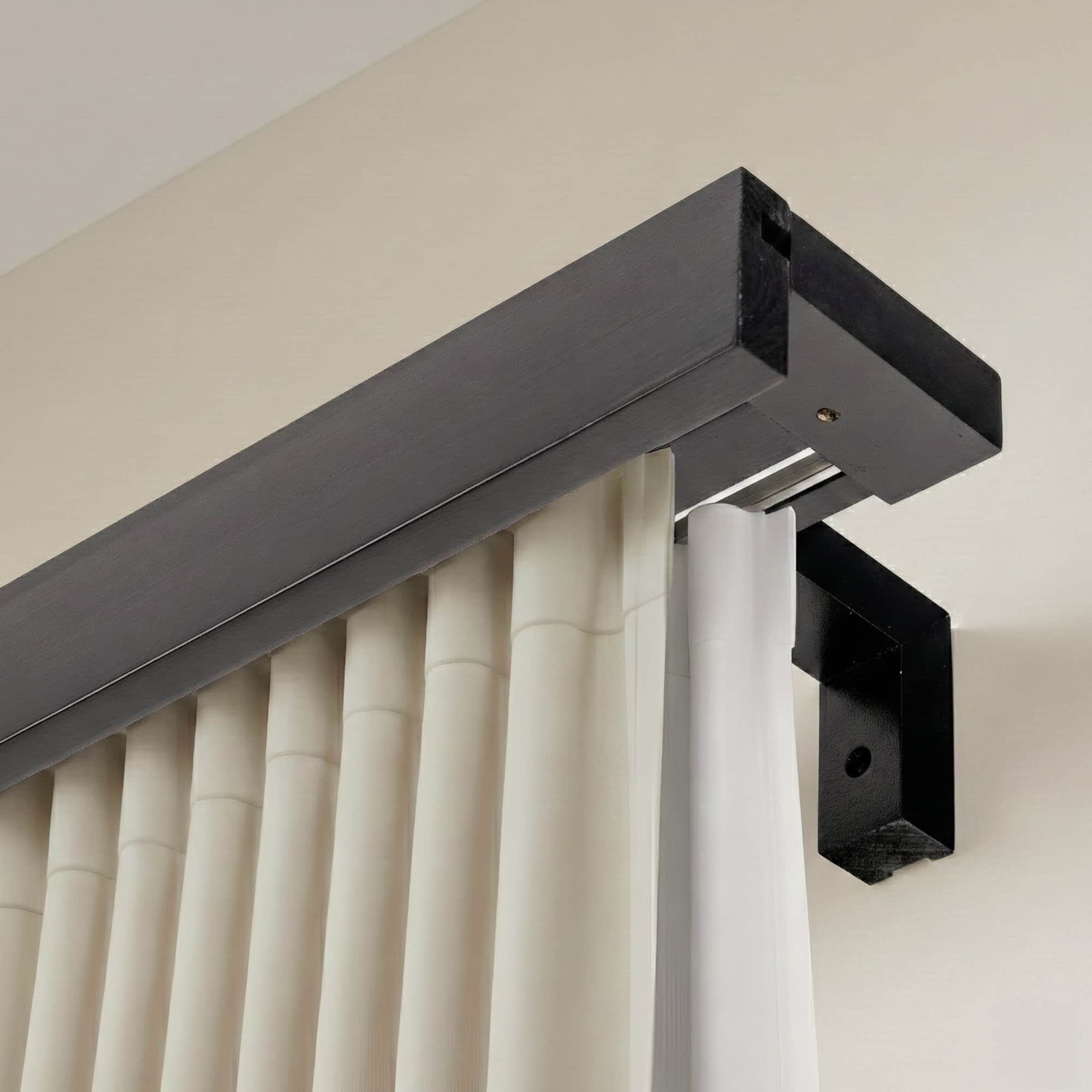 Travetto Double Curtain Track System with Wooden Decorative Valance