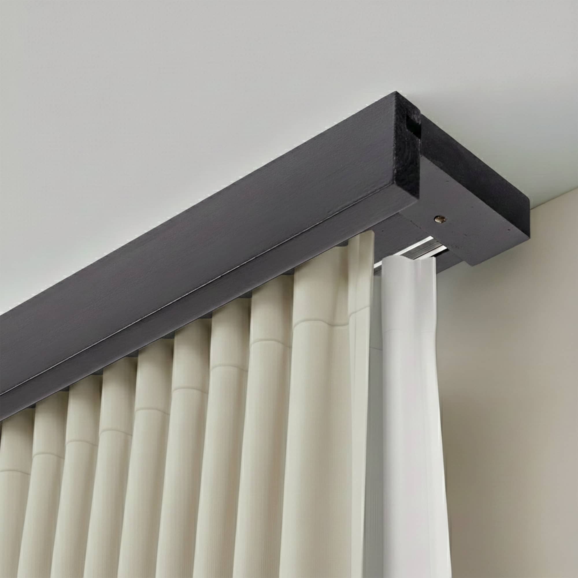 Travetto Double Curtain Track System with Wooden Decorative Valance