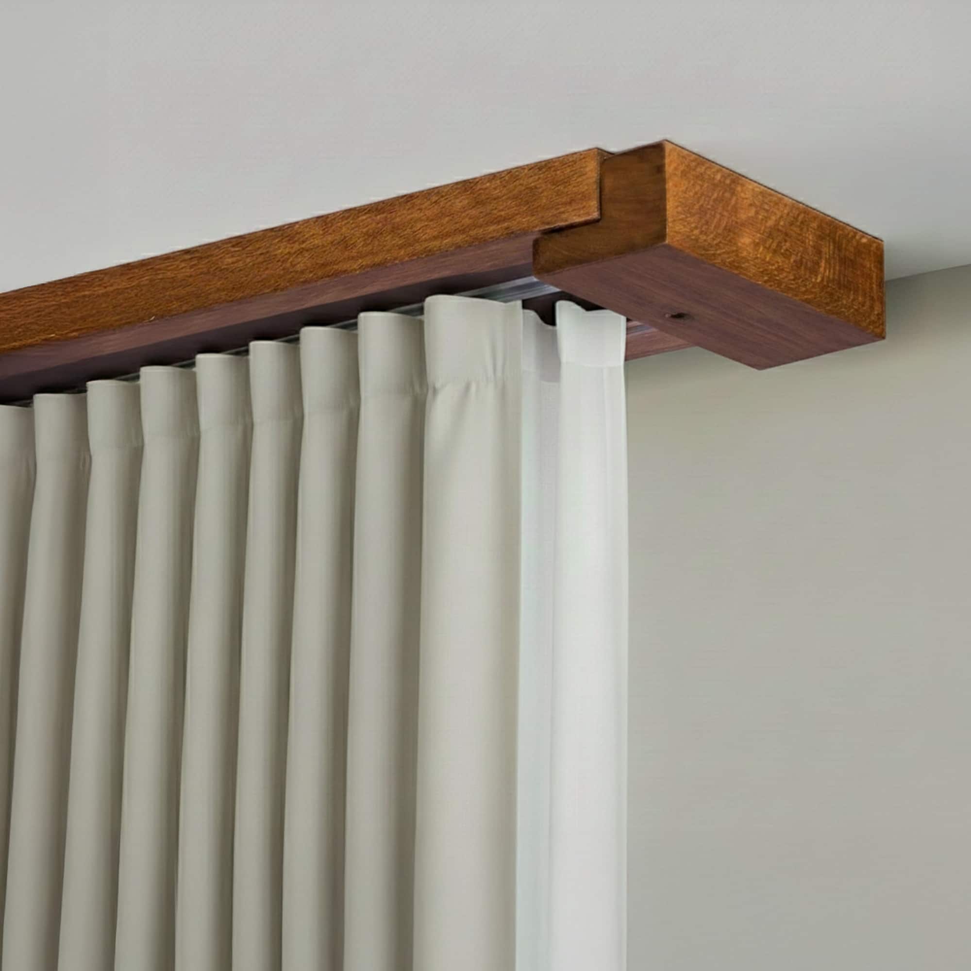 Curtain and drape track system Travetto Double made of wood