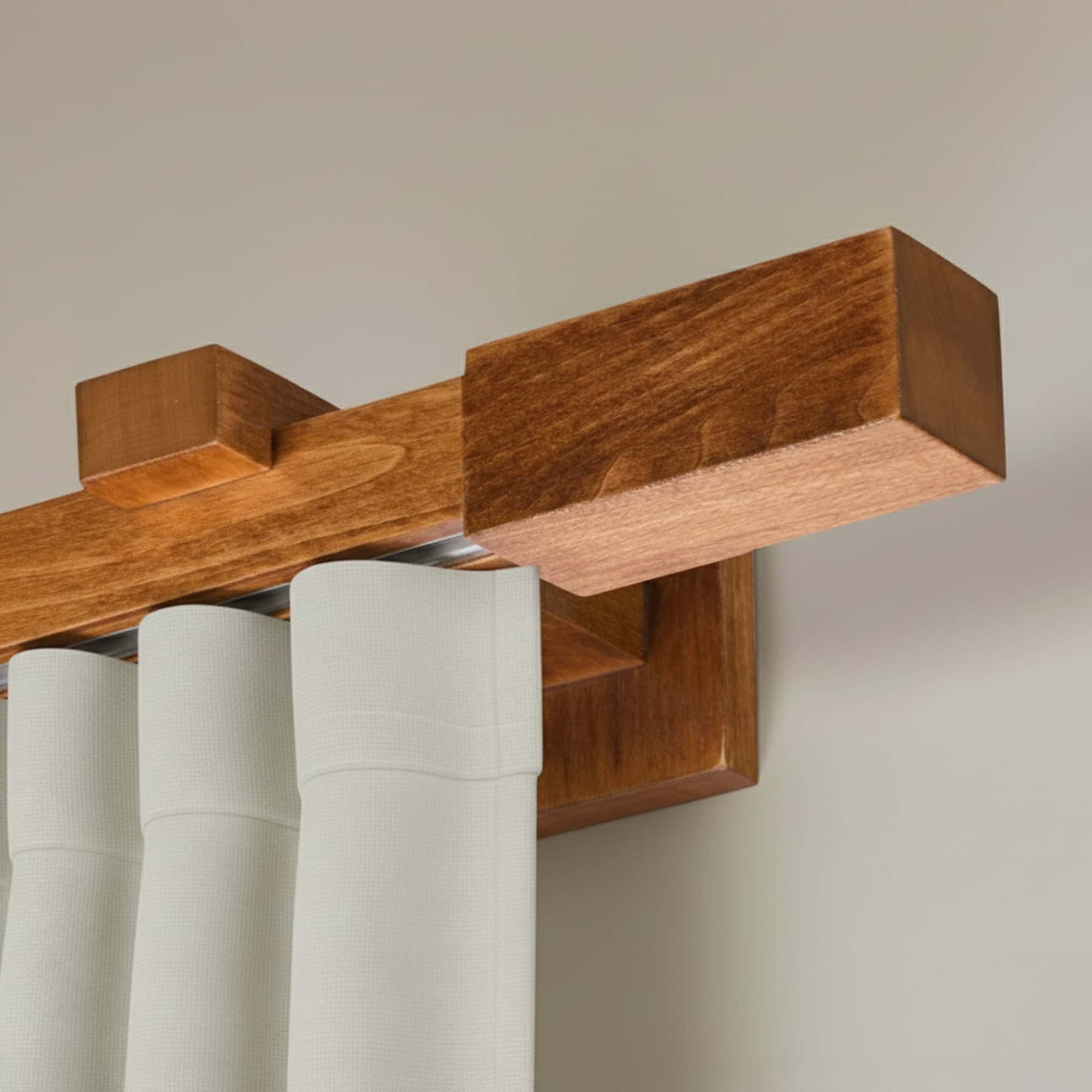 Praga Wooden Curtain Rod with Aluminum Track