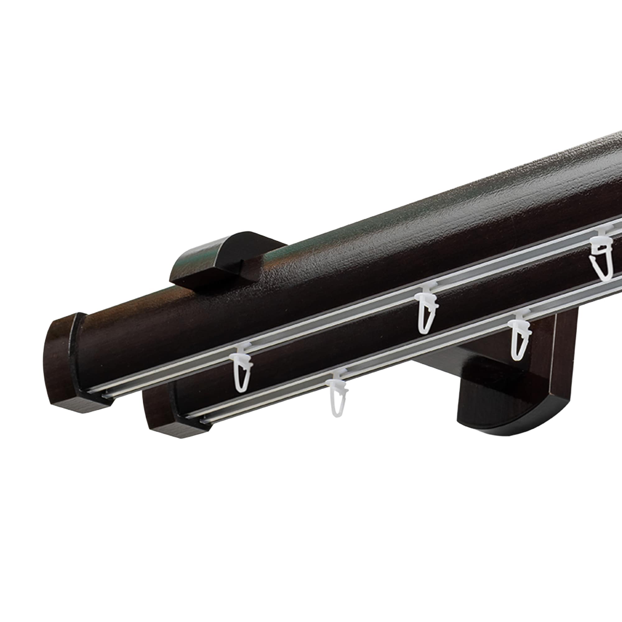 Domino Double Wooden Curtain Rod & Track System for Curtains and Drapes