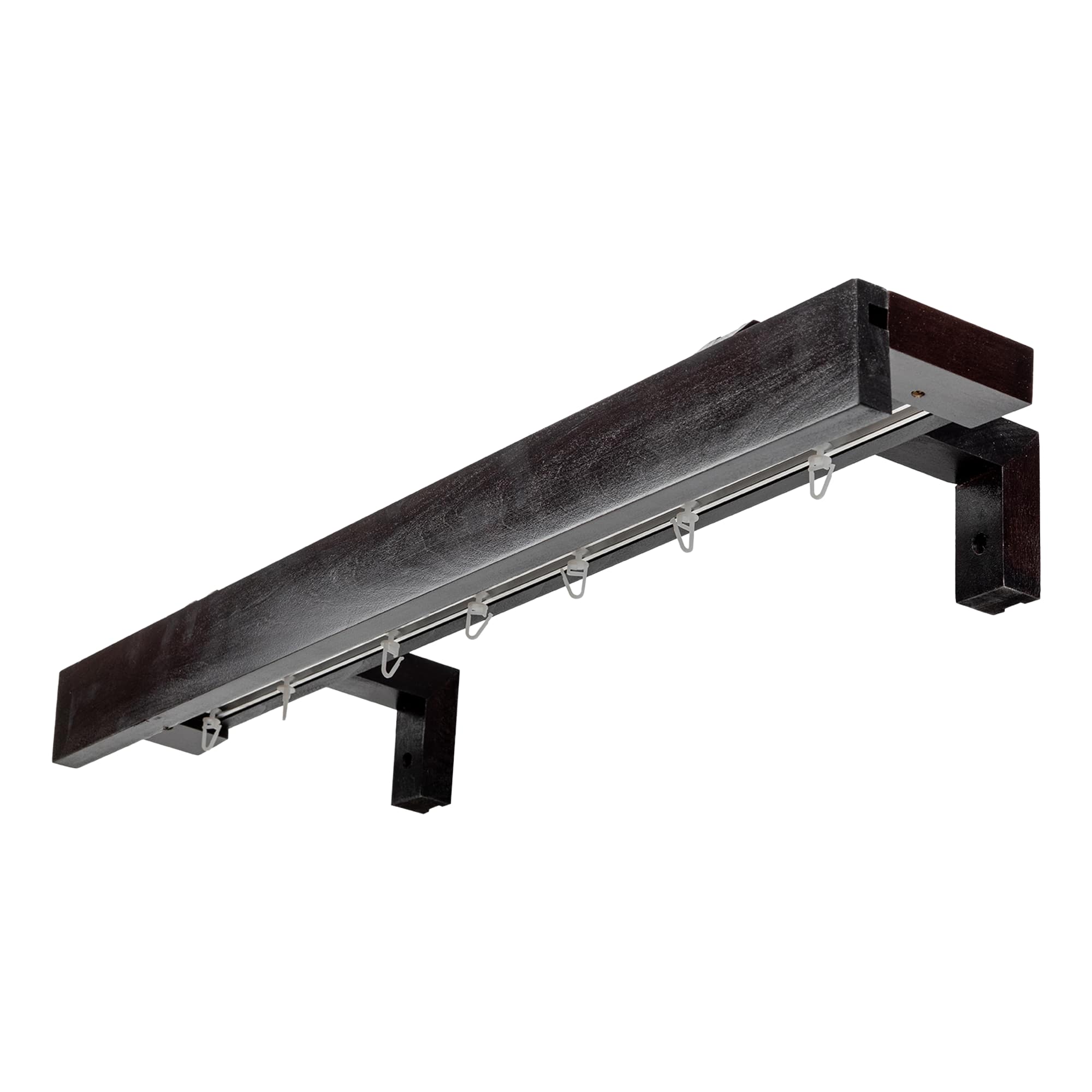 Travetto Double Curtain Track System with Wooden Decorative Valance