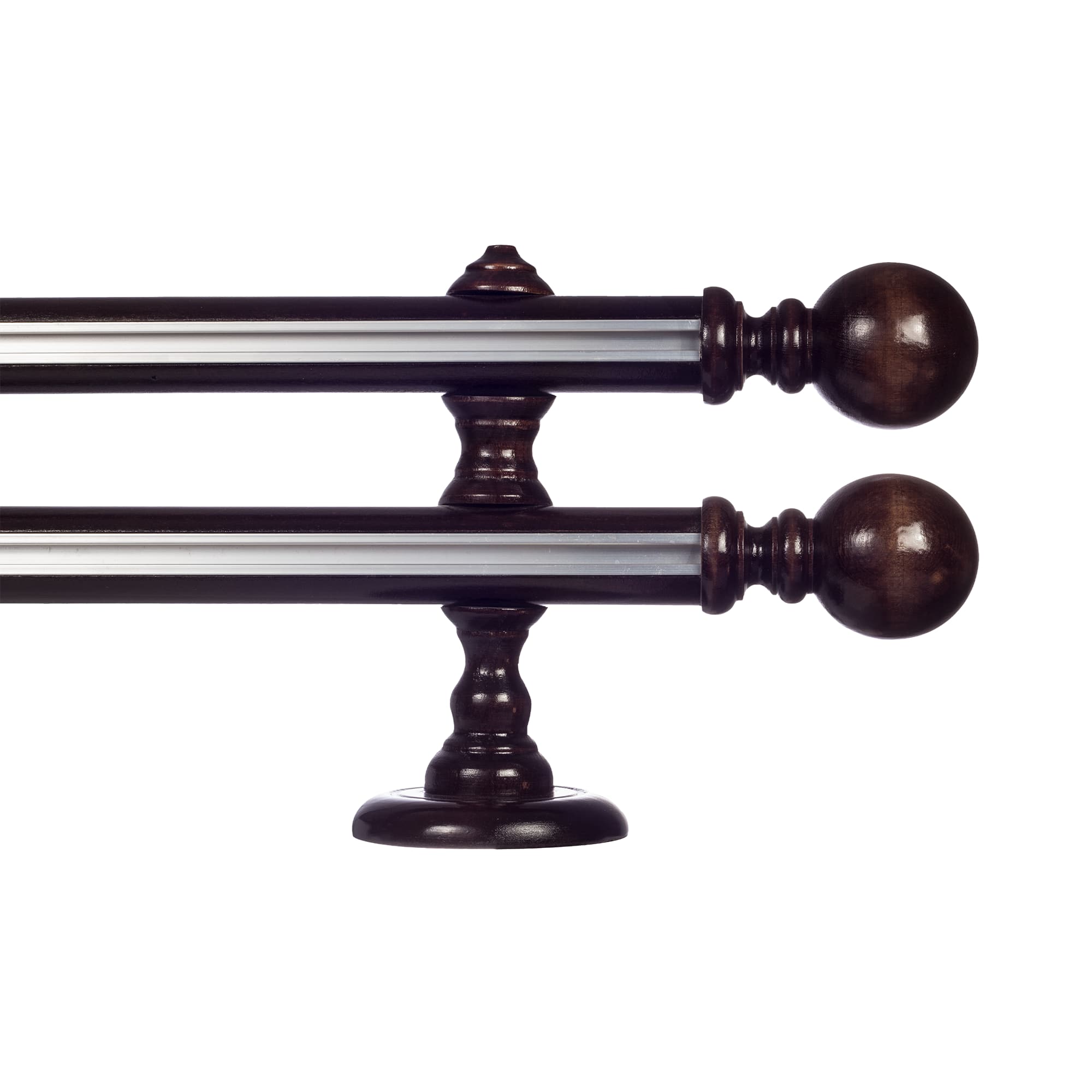 Globo Double 35 mm Wooden Curtain Rod with Aluminum Track System for Curtains and Drapes