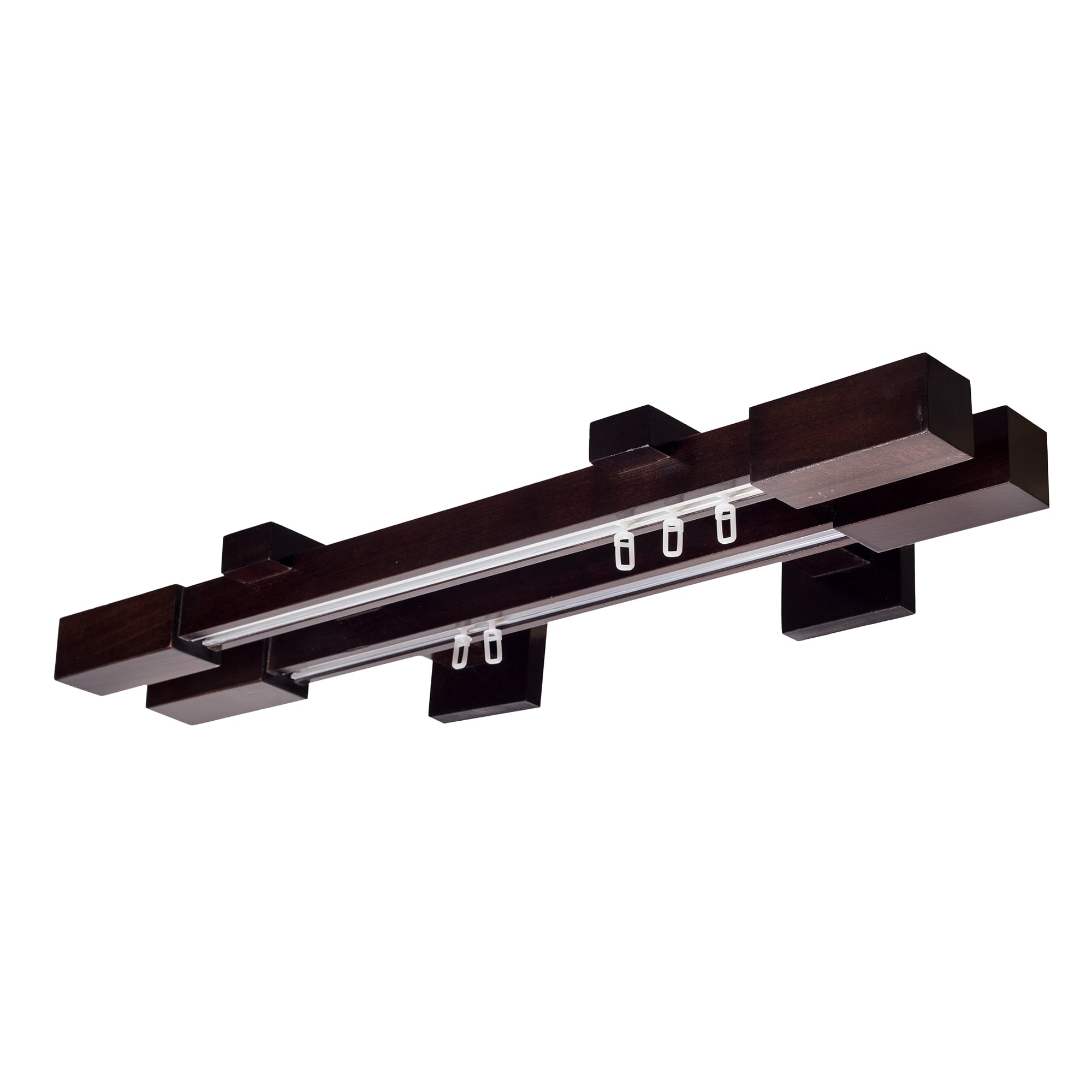 Praga Double Wooden Curtain Rod with Aluminum Track