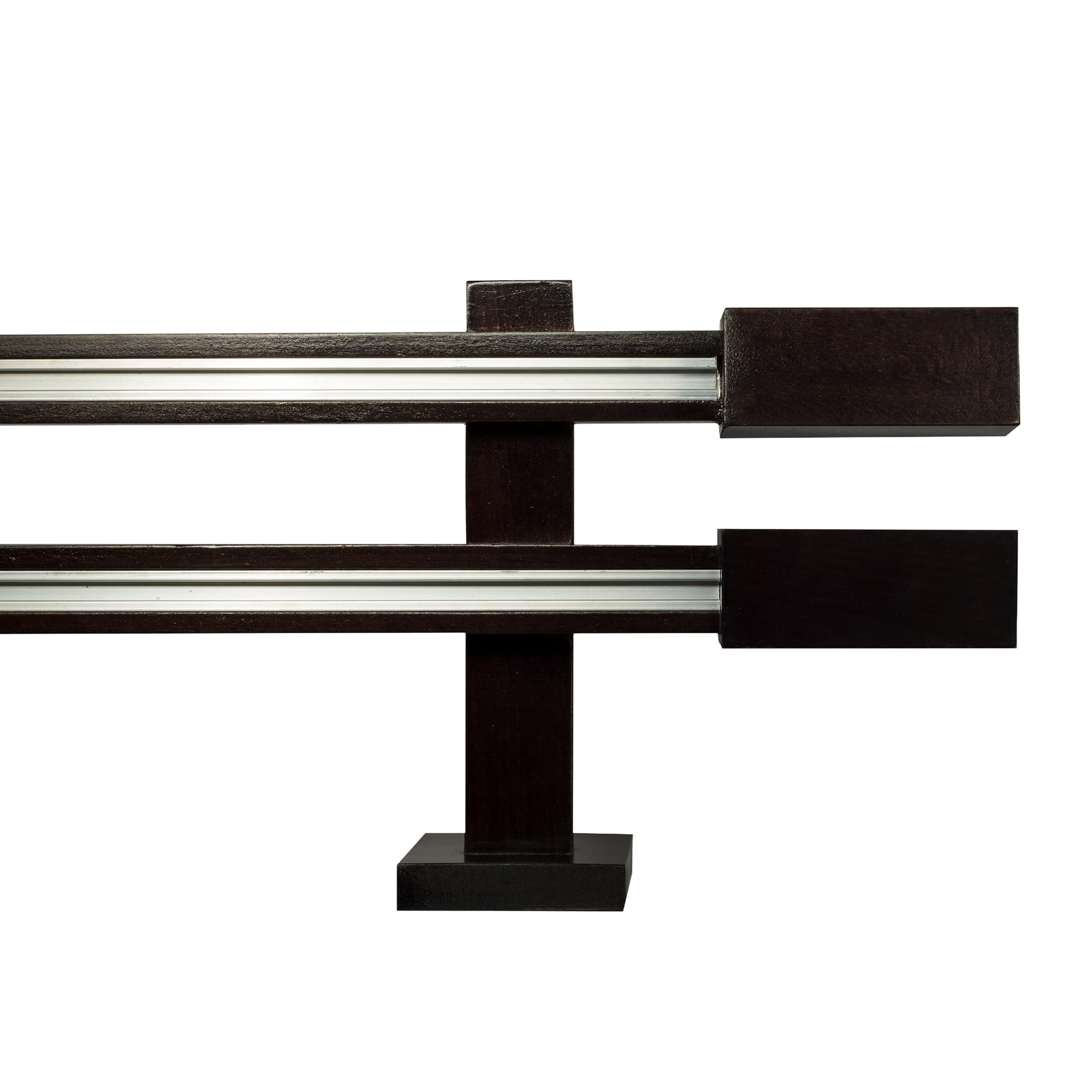 Praga Double Wooden Curtain Rod with Aluminum Track