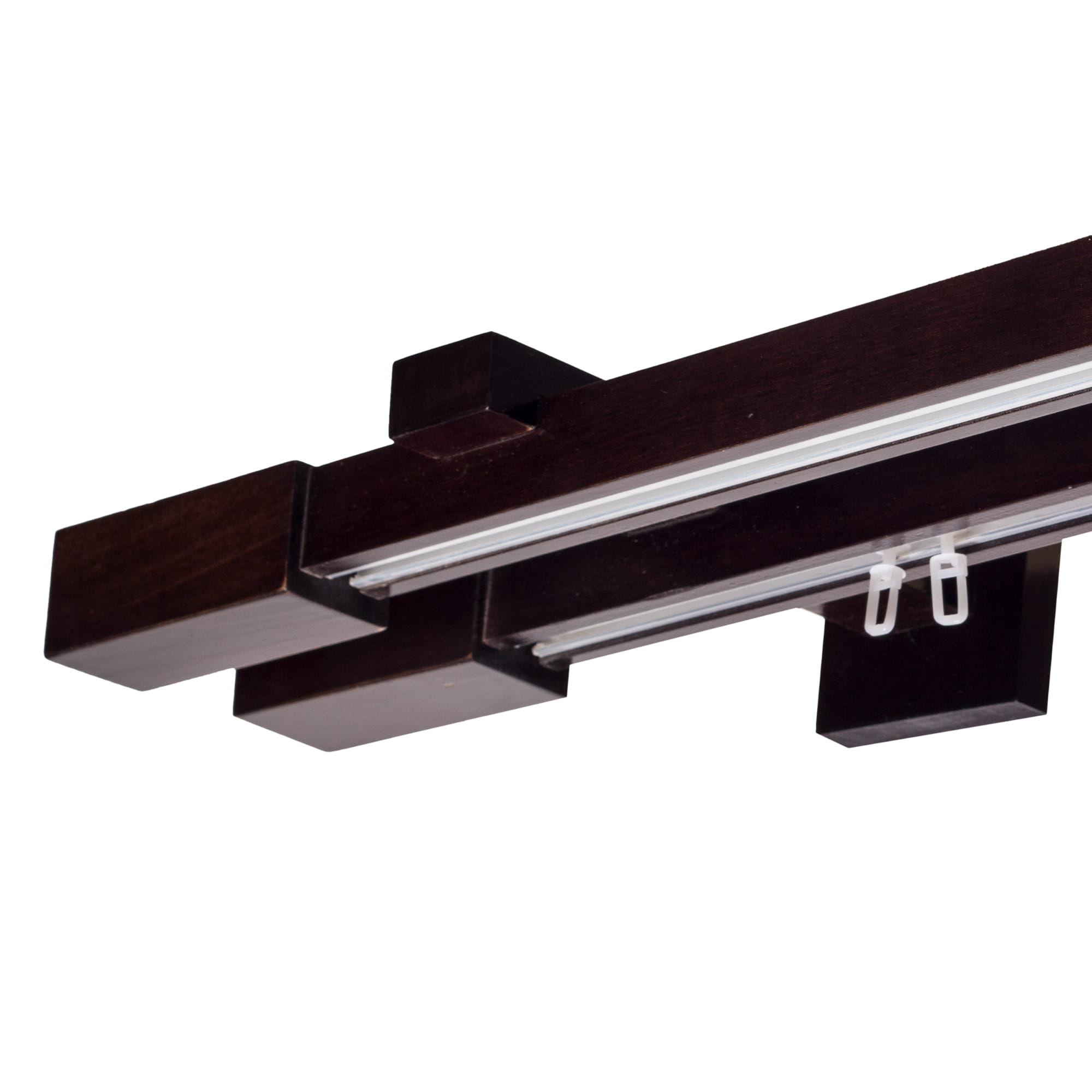 Praga Double Wooden Curtain Rod with Aluminum Track