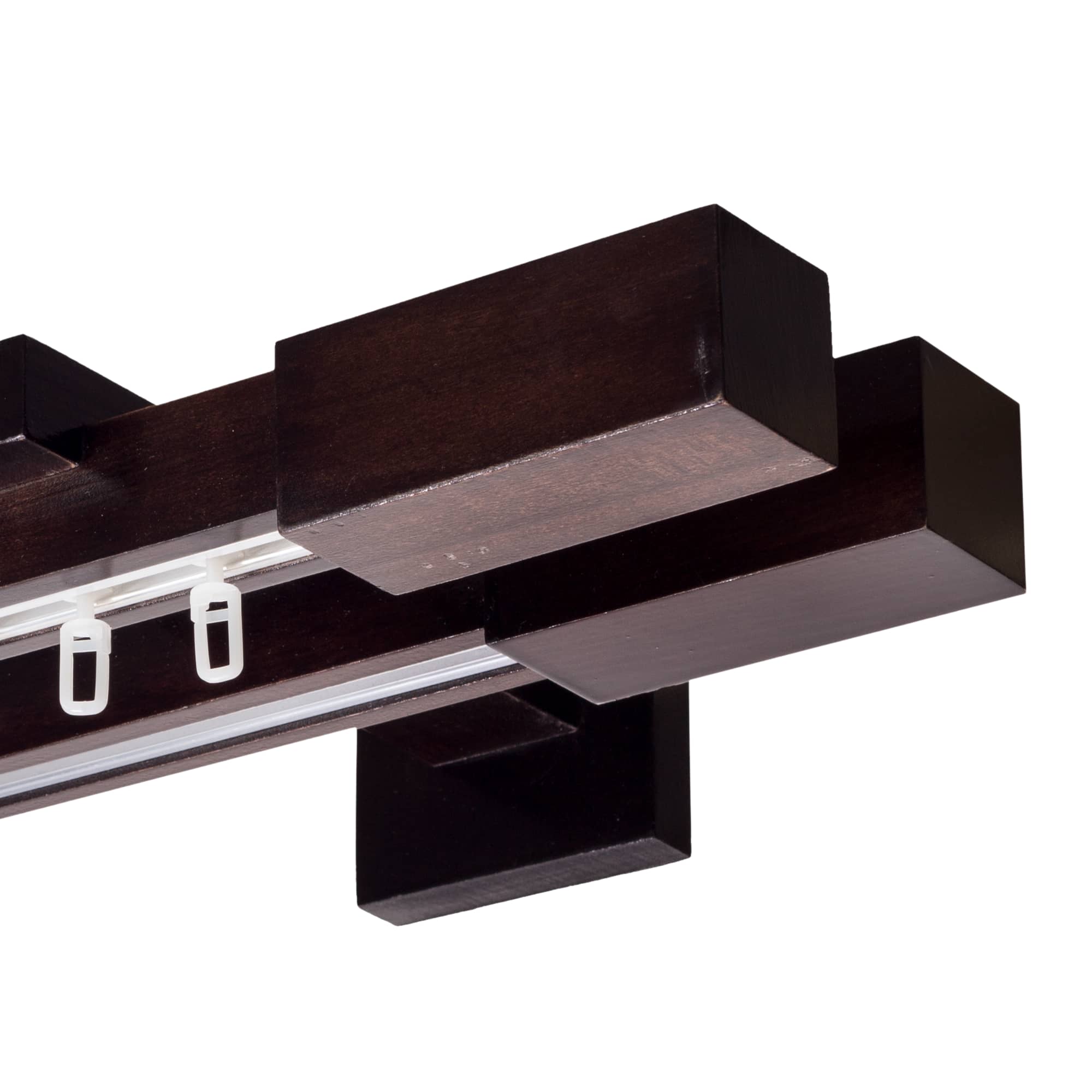 Praga Double Wooden Curtain Rod with Aluminum Track