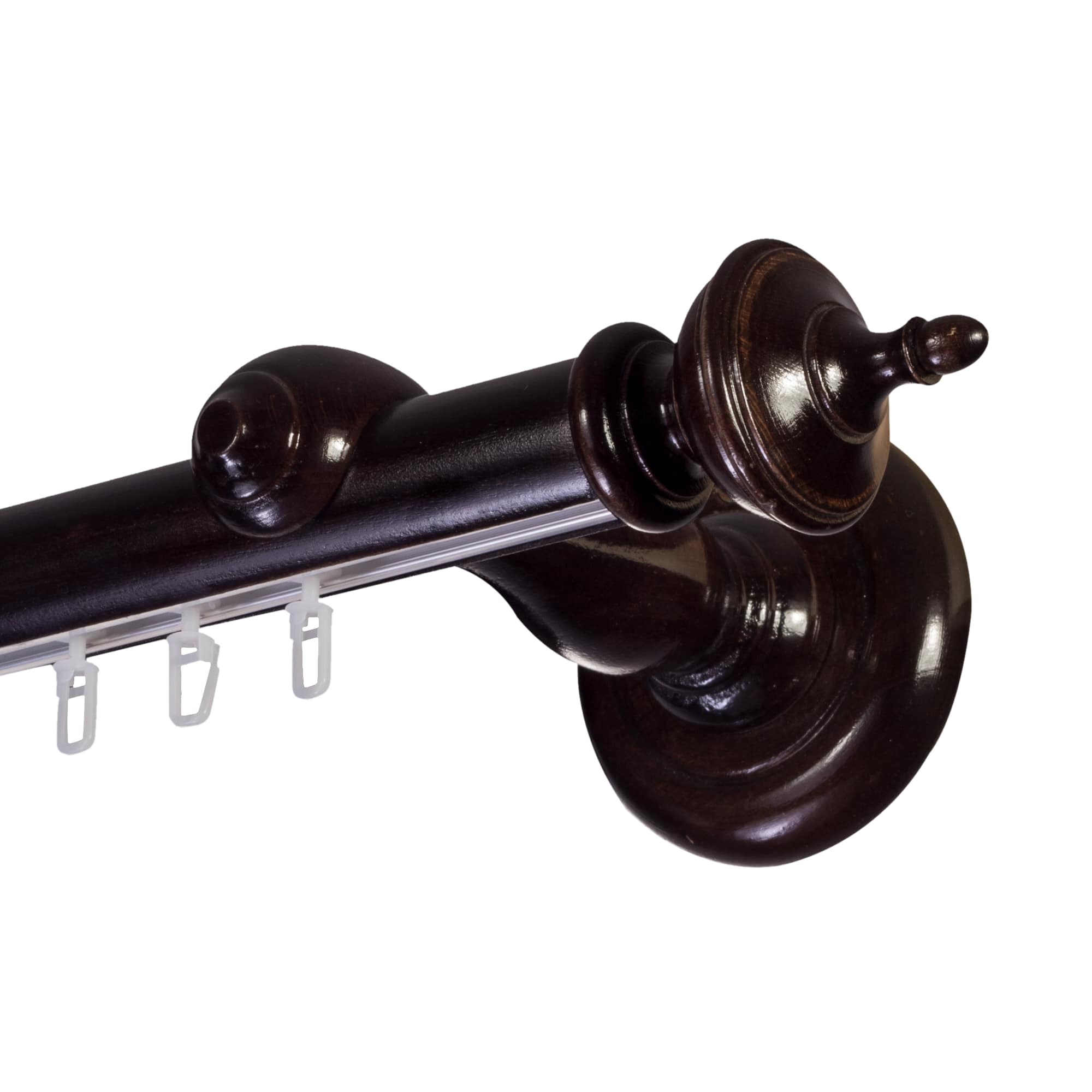 Saly Single 35 mm Wooden Curtain Rod with Aluminum Track