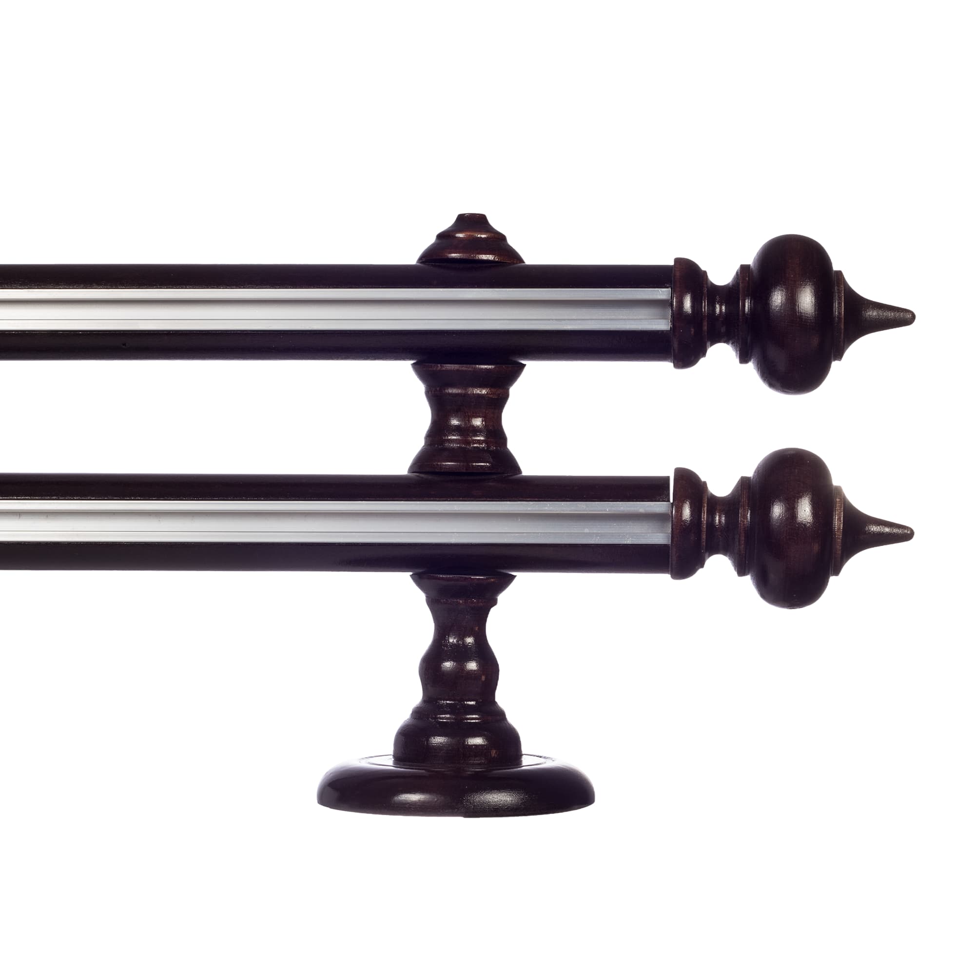 STELLA DOUBLE 35 MM WOODEN CURTAIN ROD WITH ALUMINUM TRACK
