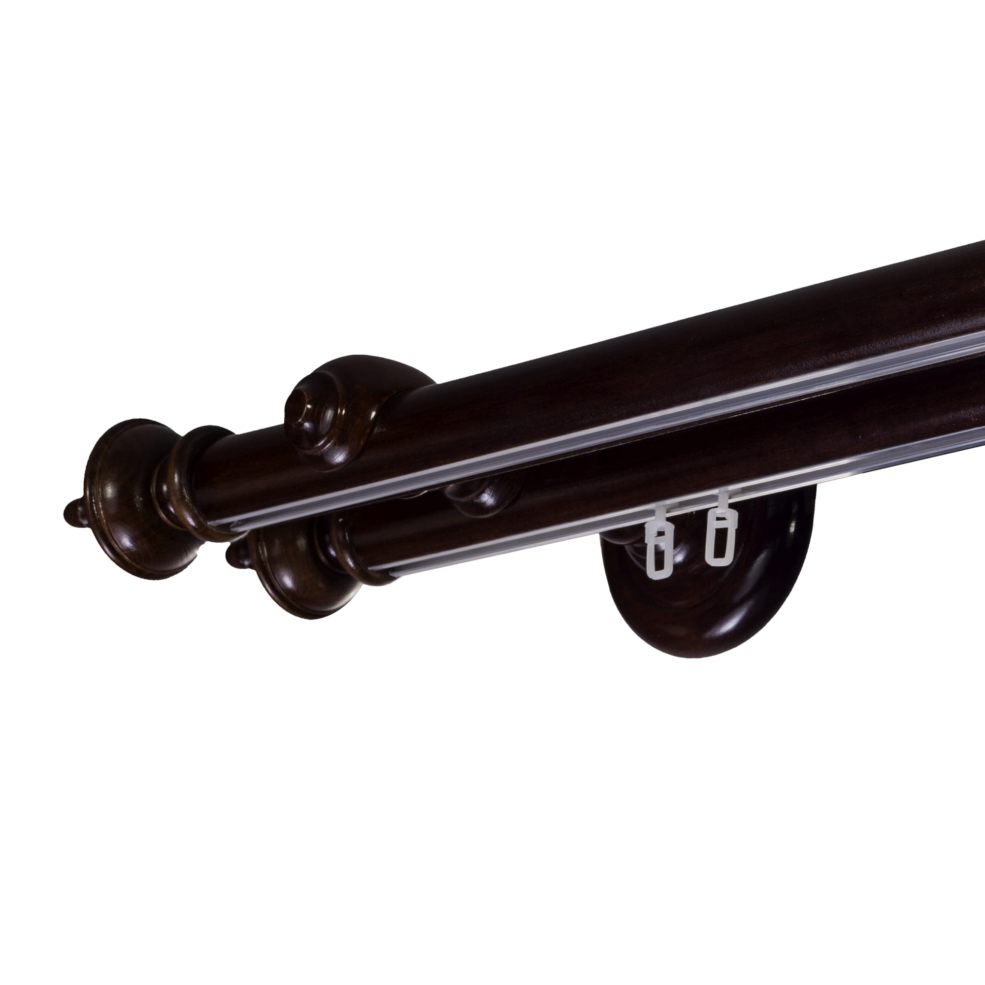 STELLA DOUBLE 35 MM WOODEN CURTAIN ROD WITH ALUMINUM TRACK
