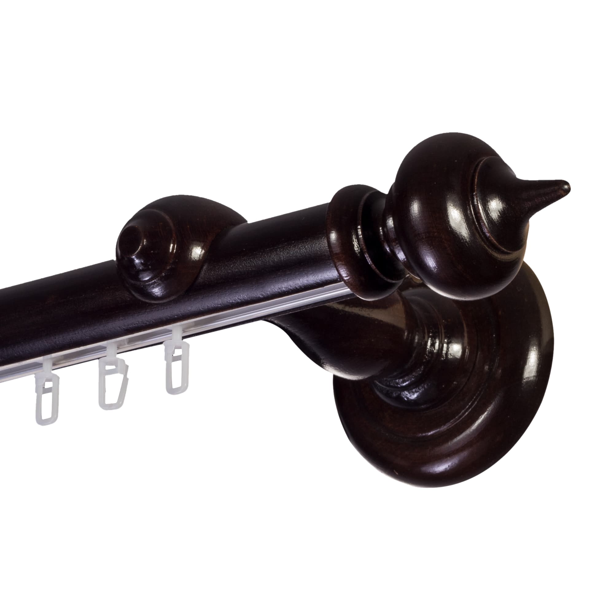 Stella Single 35 mm Wooden Curtain Rod with Aluminum Track