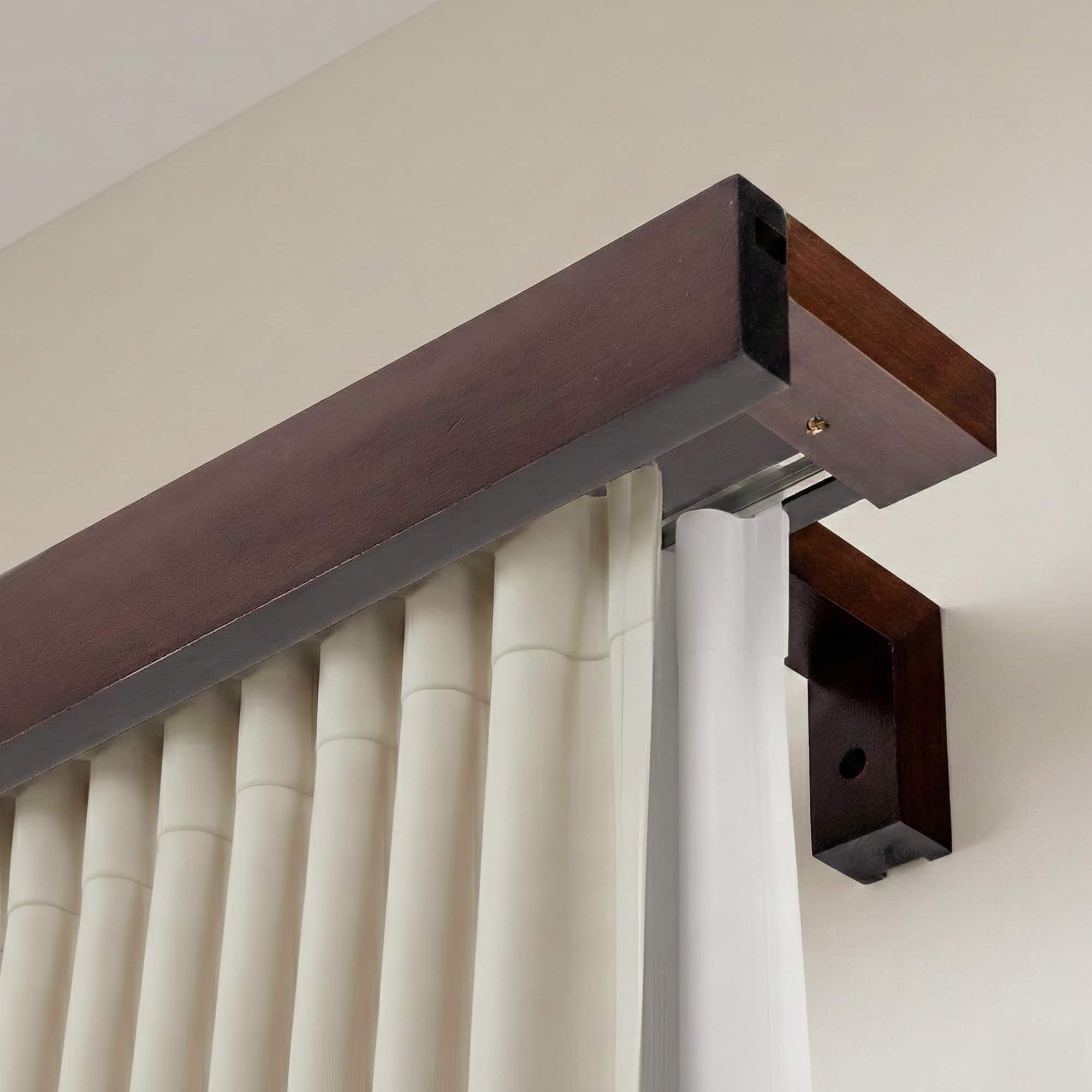 Travetto Double Curtain Track System with Wooden Decorative Valance