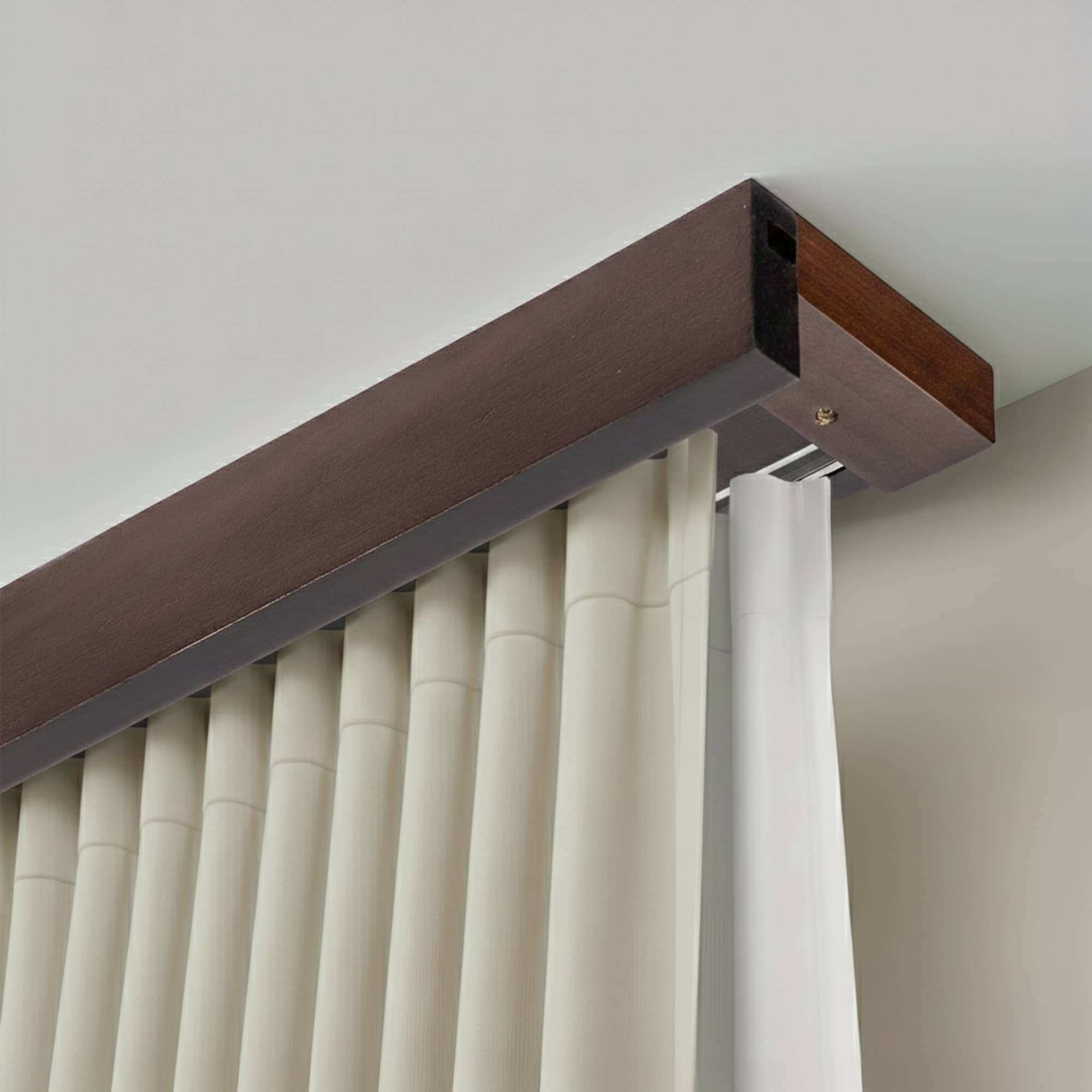 Travetto Double Curtain Track System with Wooden Decorative Valance
