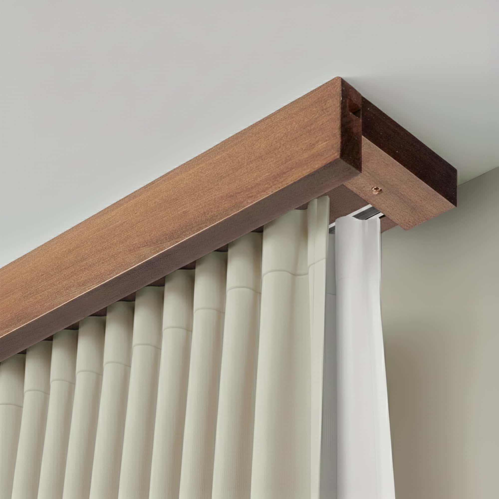 Travetto Double Curtain Track System with Wooden Decorative Valance