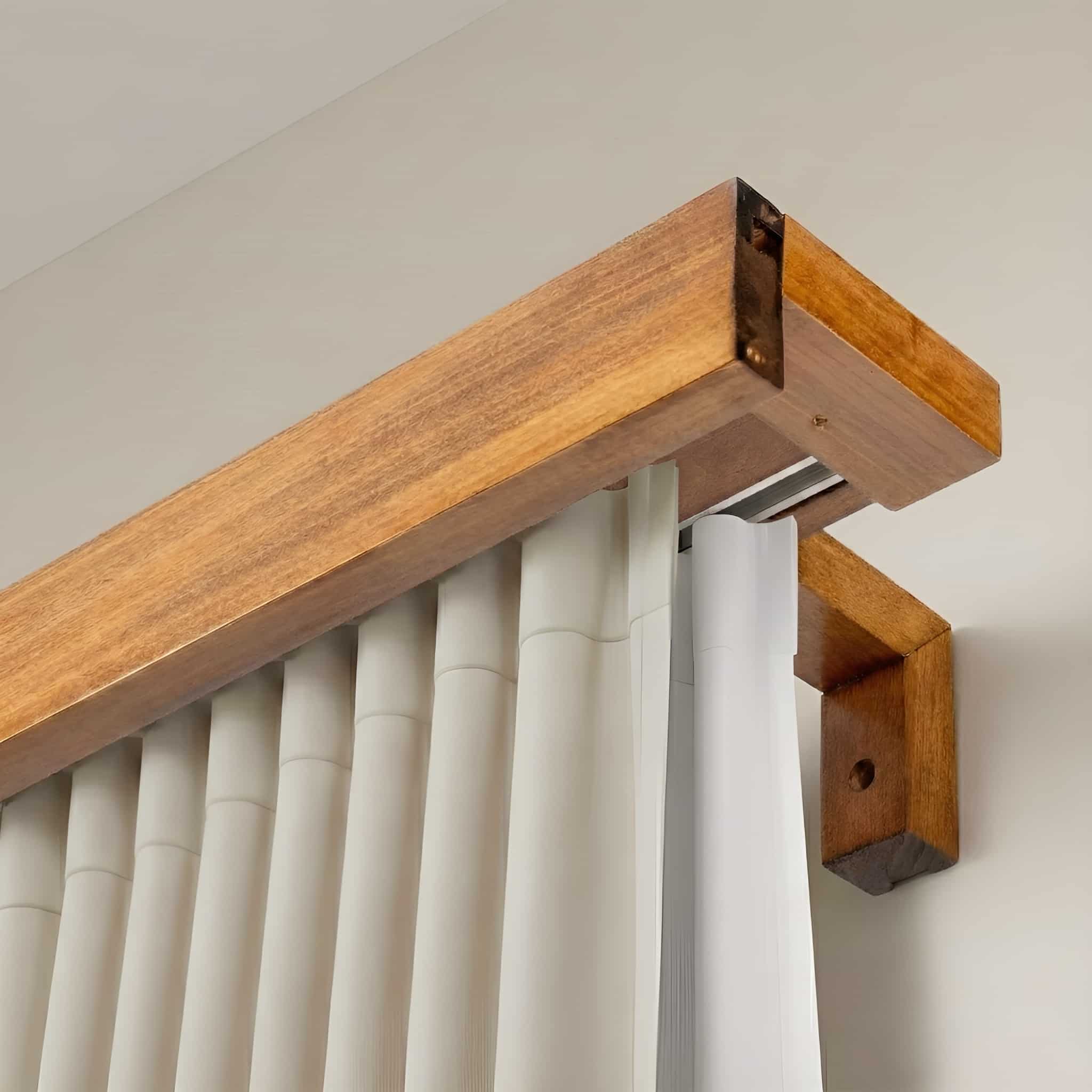 Travetto Double Curtain Track System with Wooden Decorative Valance