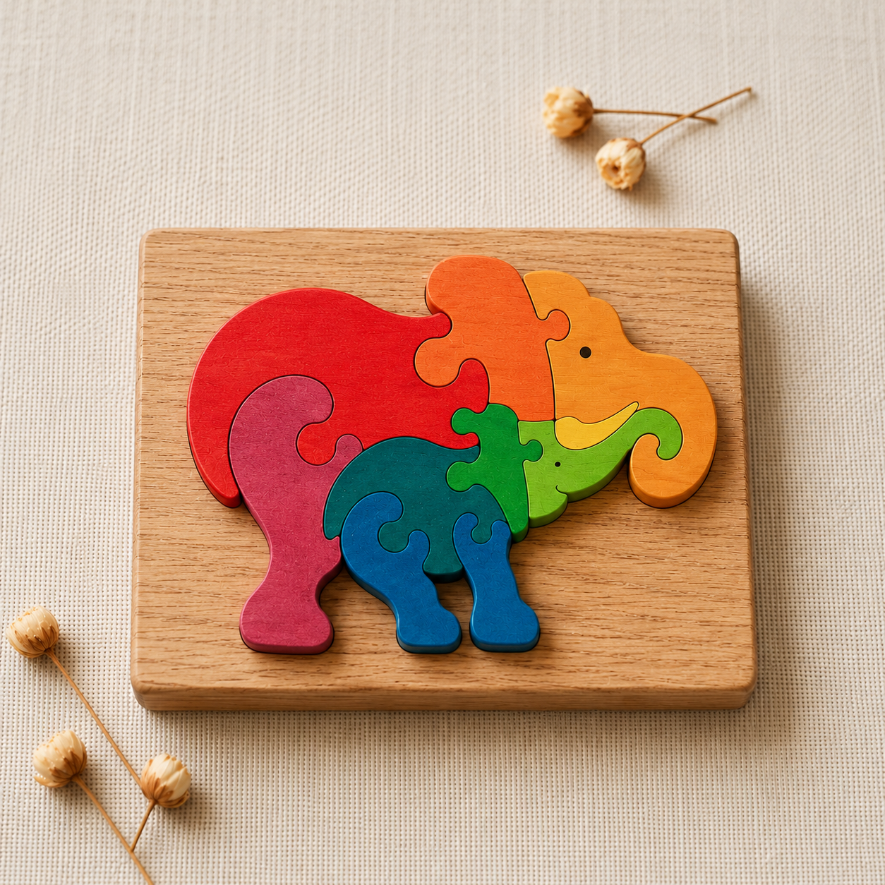 Rainbow Wooden Elephant Puzzle