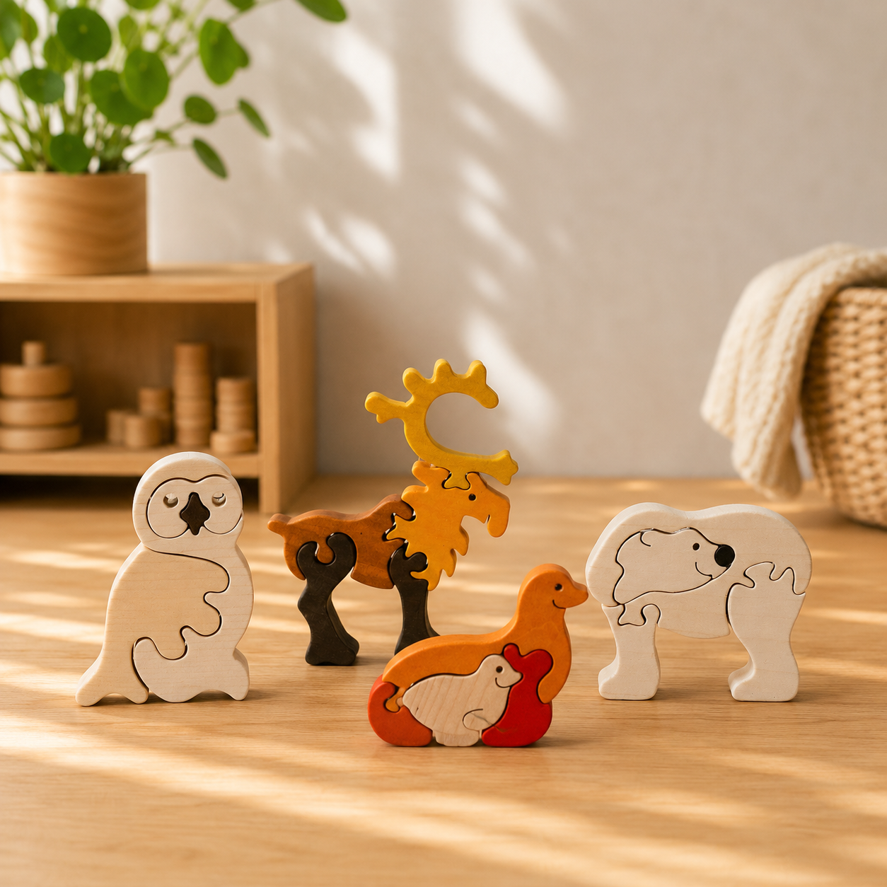 Arctic Animals Wooden Puzzle Set
