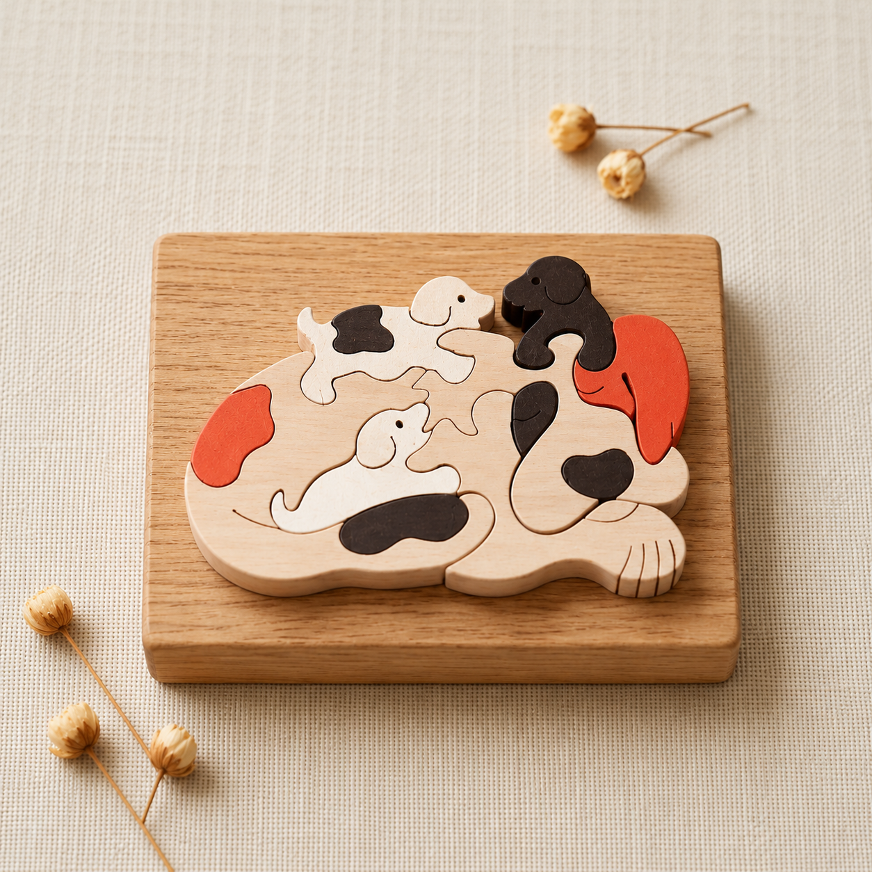 Wooden Dog Family Puzzle