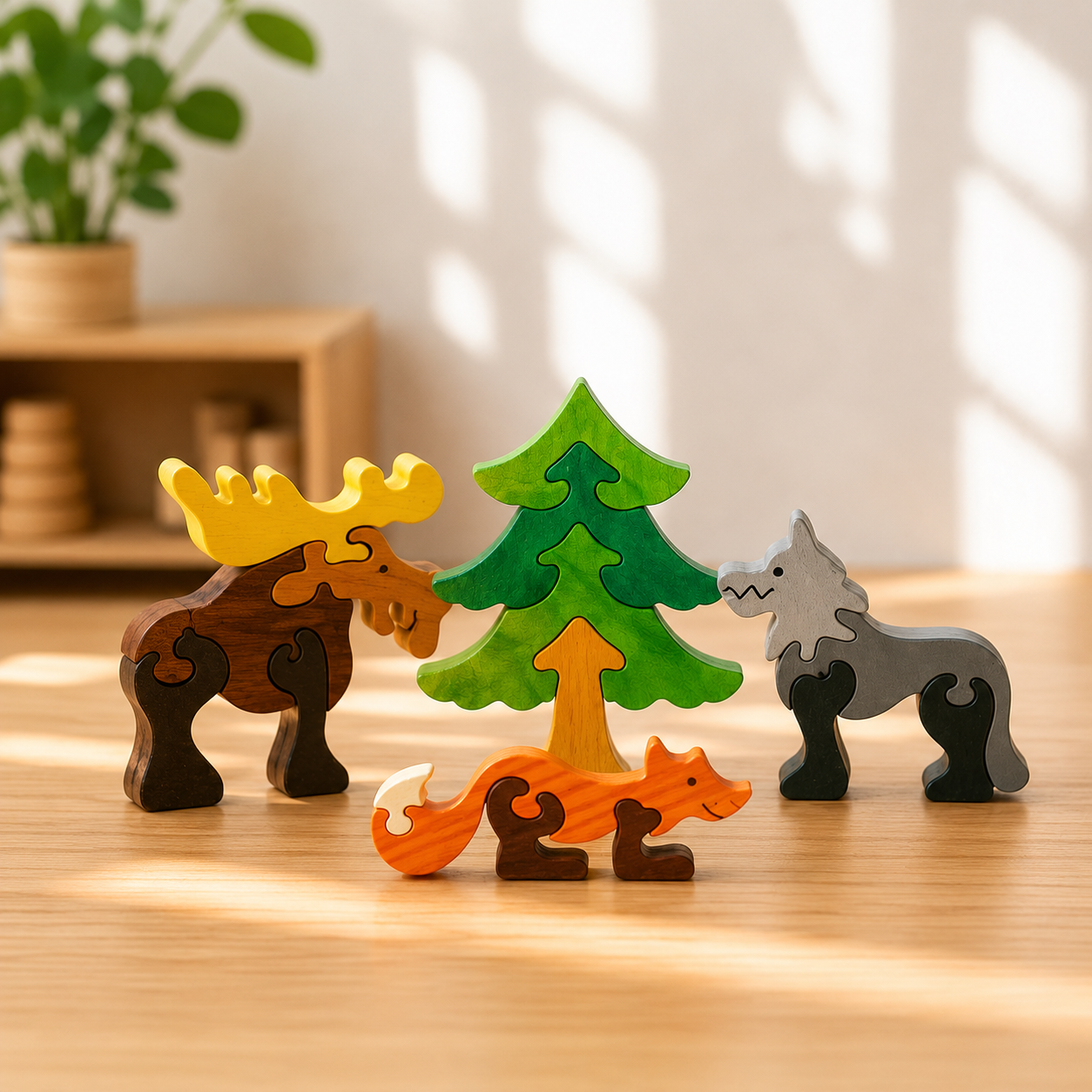 Forest Animals Wooden Puzzle Set