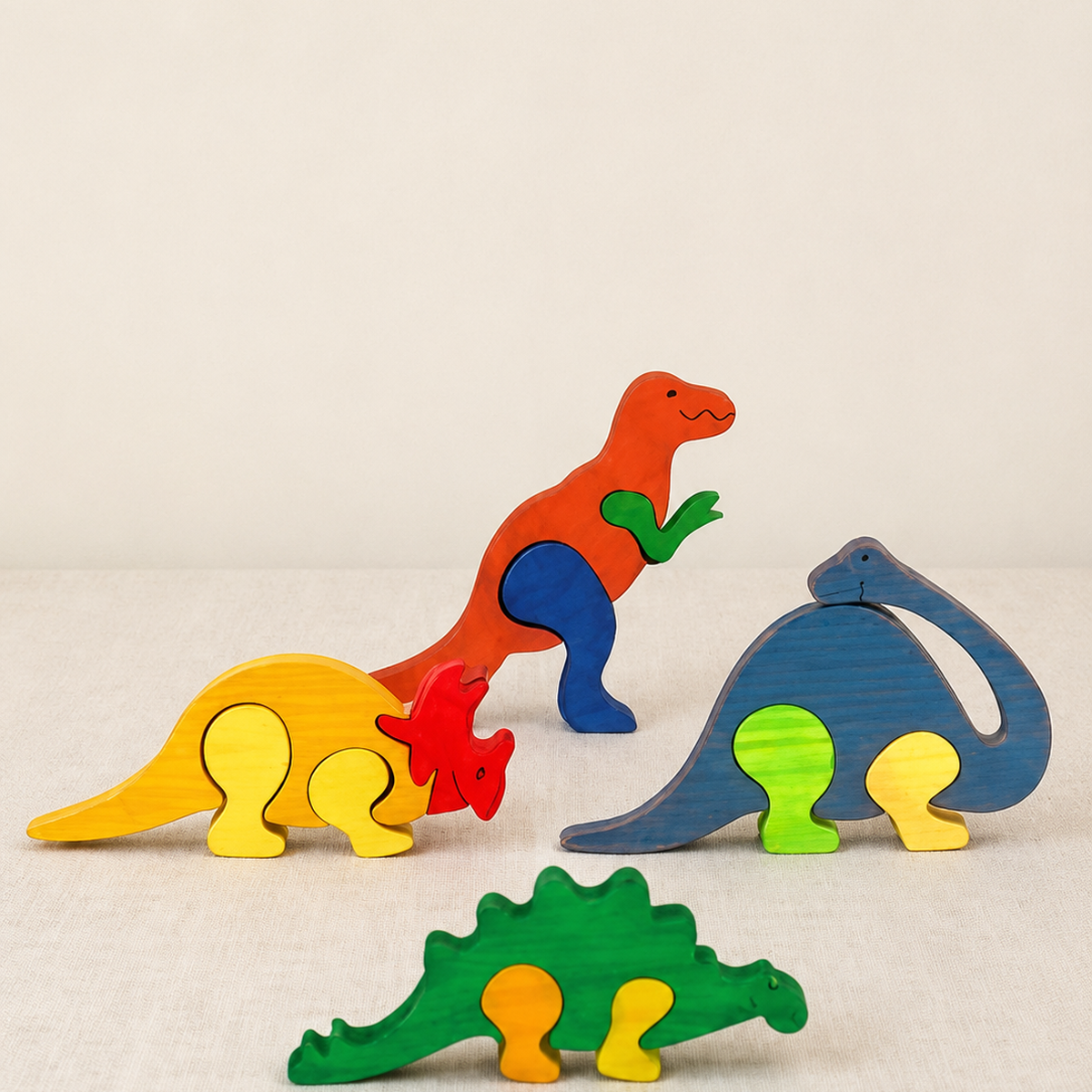 Wooden Dinosaur Puzzle Set
