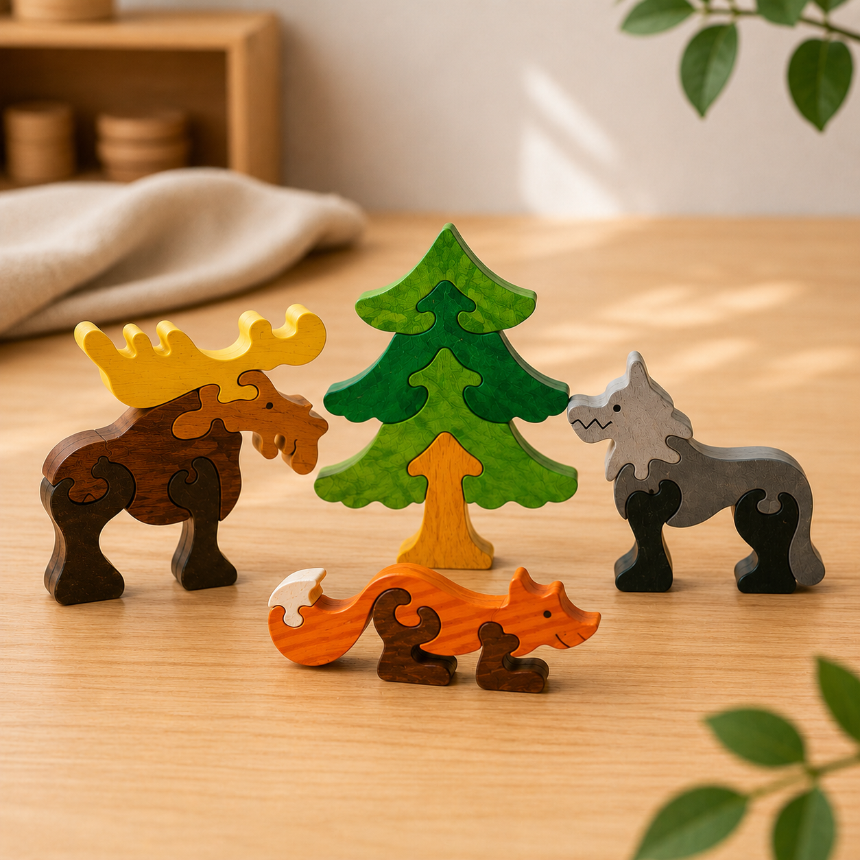 Forest Animals Wooden Puzzle Set