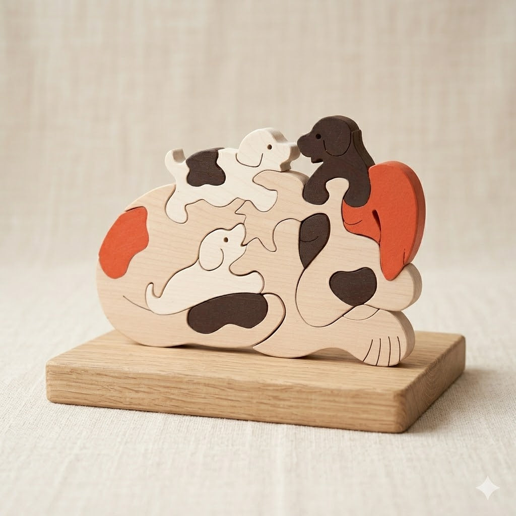 Wooden Dog Family Puzzle