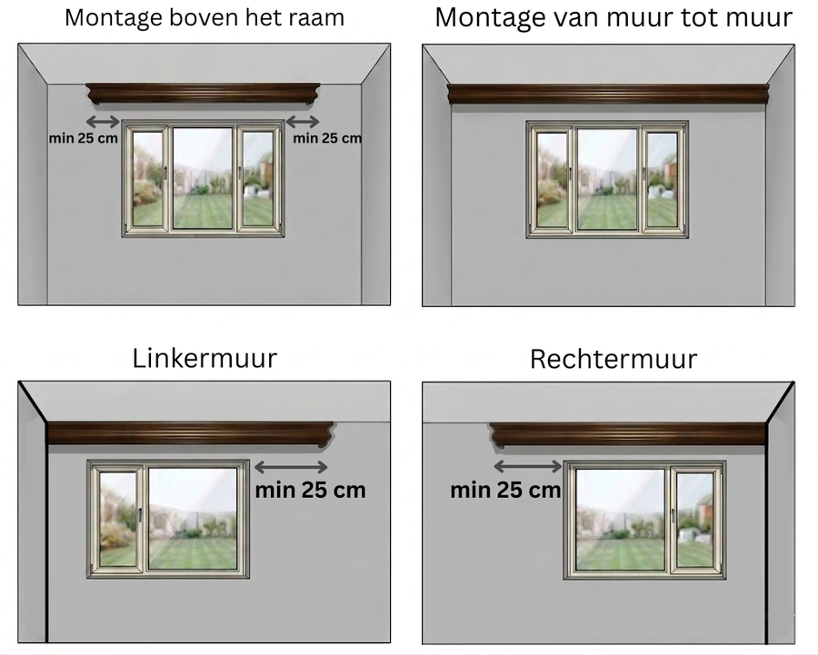 Filip houten gordijnrailsysteem met sierlijst
