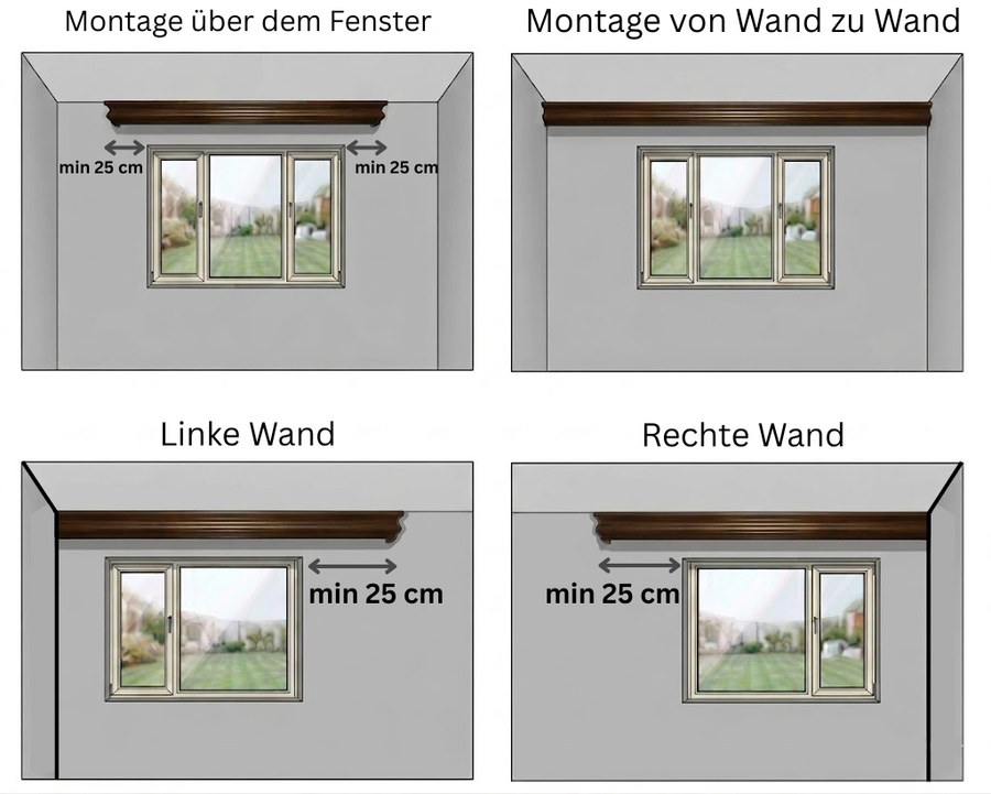 Athena Holz-Vorhangschienensystem mit dekorativer Holzblende