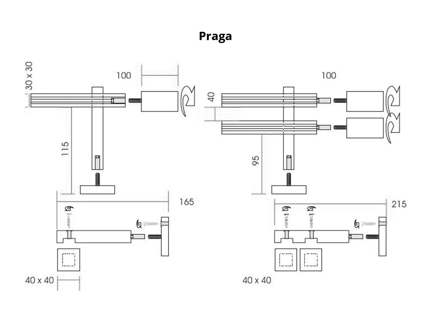 Tringle à Rideaux Double Praga en Bois avec Rails en Aluminium step 1